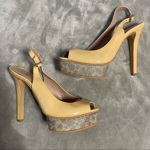 Vince Camuto Leala Petal Cream Colored Stiletto Platform Formal Heels
